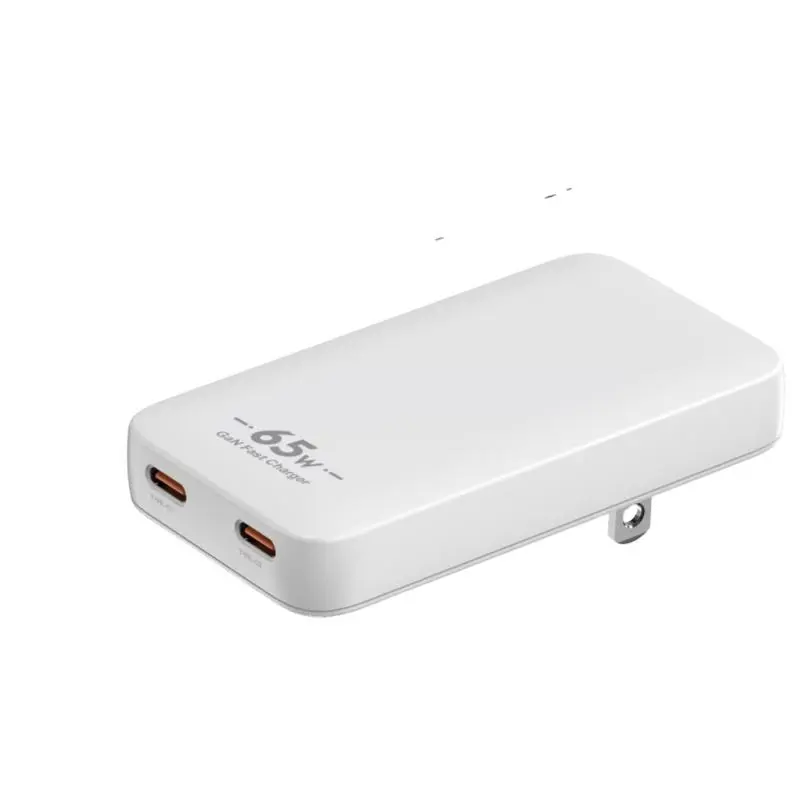 PD65W GaN USB-C Ультратонкое настенное зарядное устройство, двухпортовый адаптер